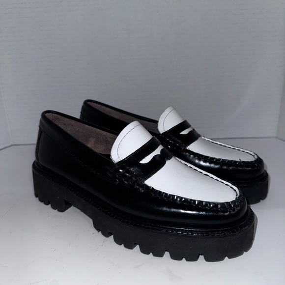 G.H. Bass & Co. Shoes - G.H. Bass Weejuns Whitney Super Lug Black/White Loafers 5
